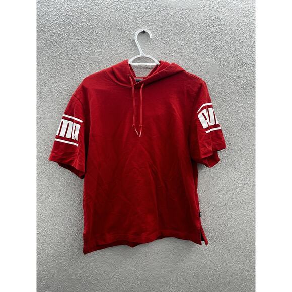 Puma Mens Camo Pack Sweatshirt Hoodie Size Small Red Short Sleeve Logo - Picture 1 of 14